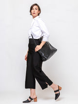 Lihann George - Elli Crushed Grain Leather Bag - Black - Verdalina