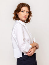 Long Sleeve Button Shirt - White Poplin