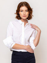 Long Sleeve Button Shirt - White Poplin