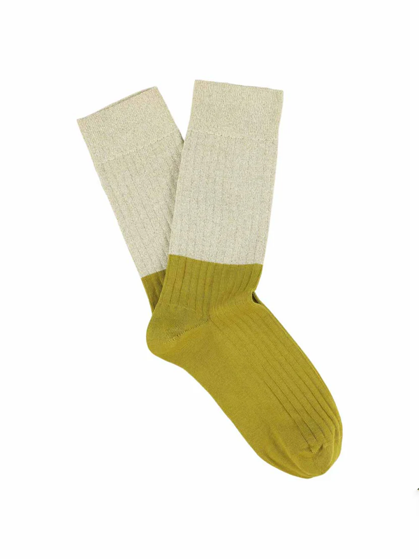 Lurex Color Block Socks - Gold/Yellow