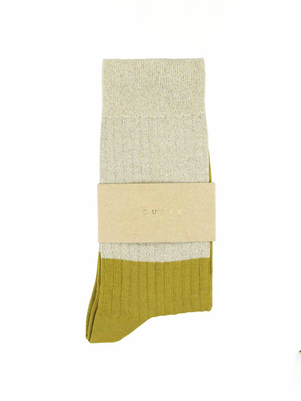 Lurex Color Block Socks - Gold/Yellow