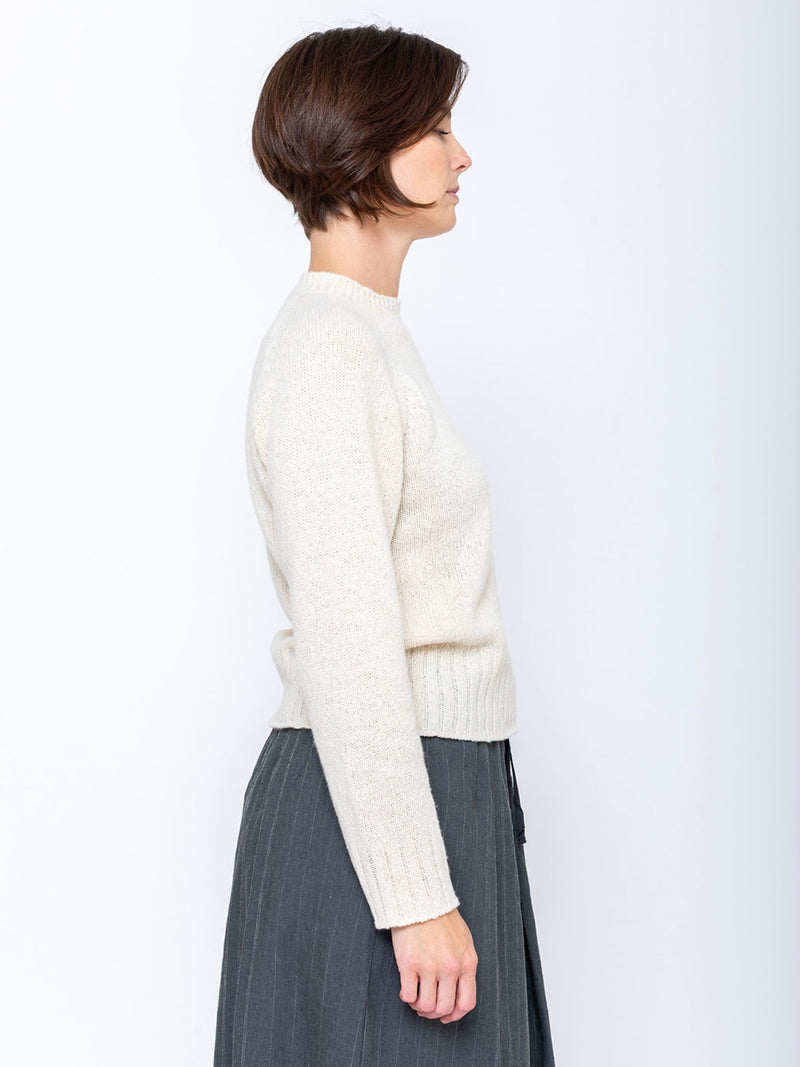 M J Watson - Round Neck Pullover Sweater - Natural - Verdalina
