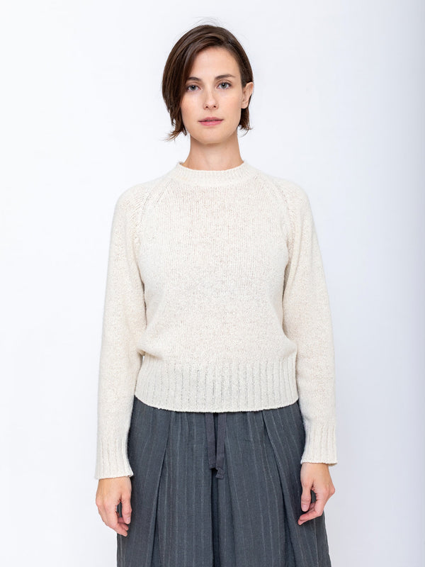 M J Watson - Round Neck Pullover Sweater - Natural - Verdalina