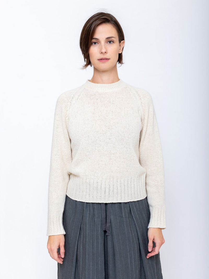 M J Watson - Round Neck Pullover Sweater - Natural - Verdalina