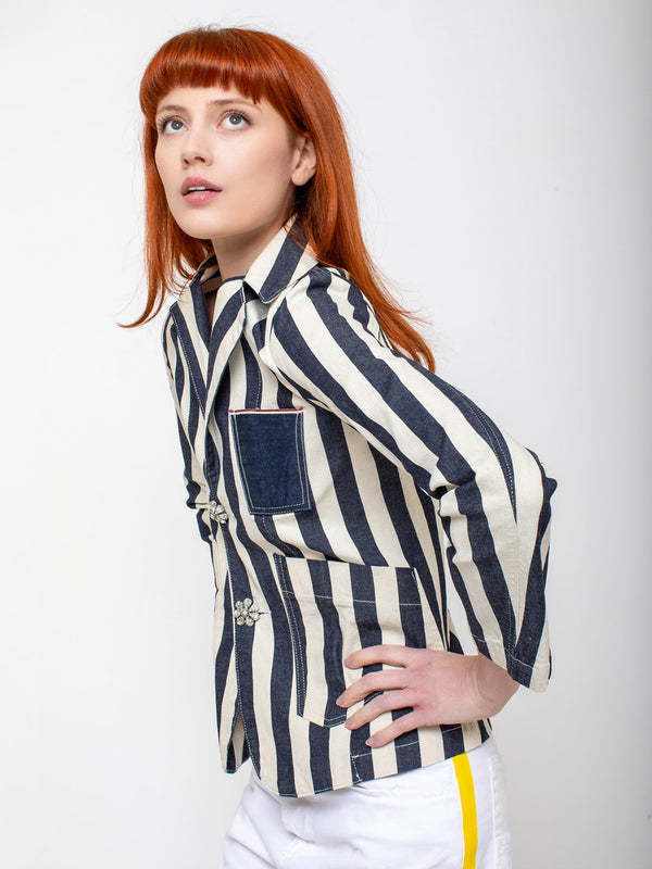 Maurizio Massimino - Giorgia Jacket - Navy Stripe - Verdalina