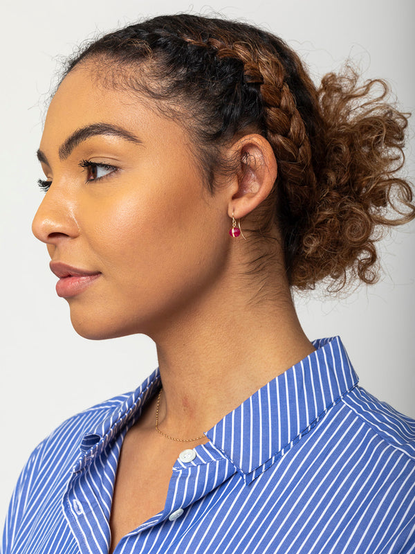 Melissa Joy Manning - Single Drop Bezel Wrapped Earrings - Pink Sapphire - 14K - Verdalina