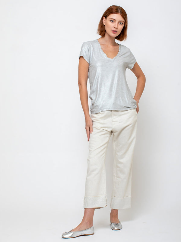 Monday12 - Liat V-Neck Tee - Silver - Verdalina