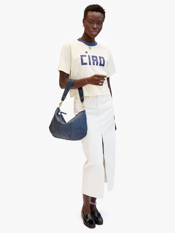 Clare V. - Moyen Messenger - Bleu Marine Woven Checker - Verdalina