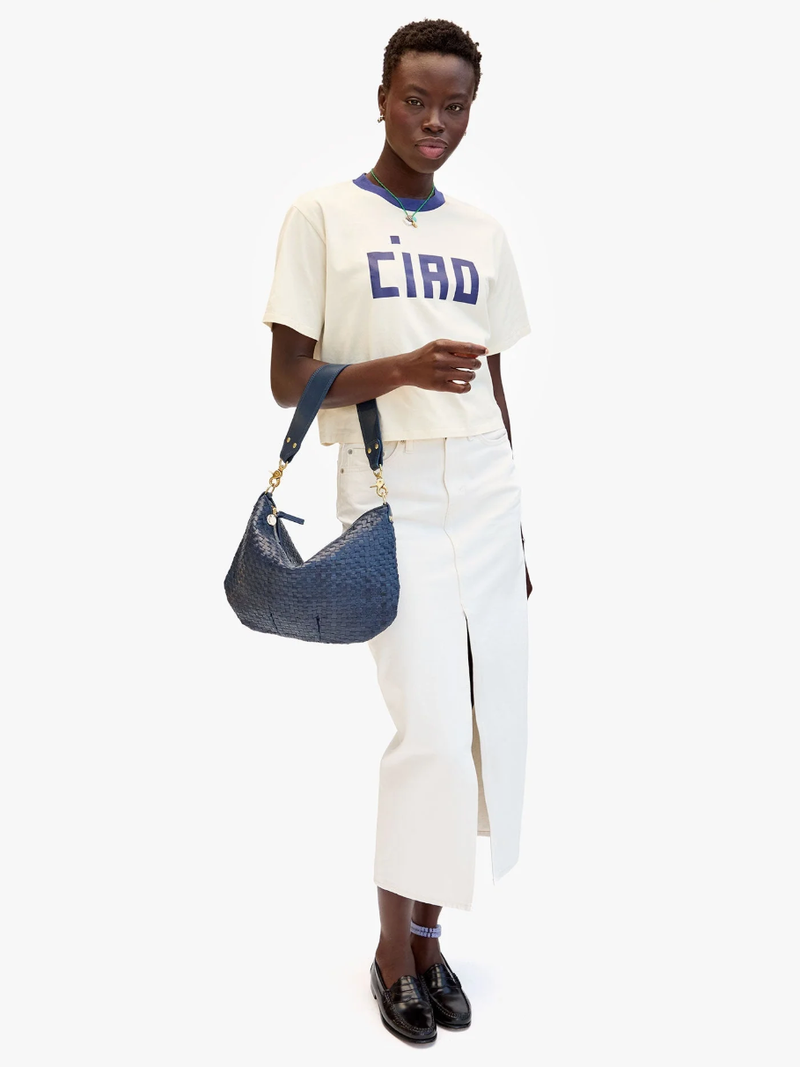 Clare V. - Moyen Messenger - Bleu Marine Woven Checker - Verdalina