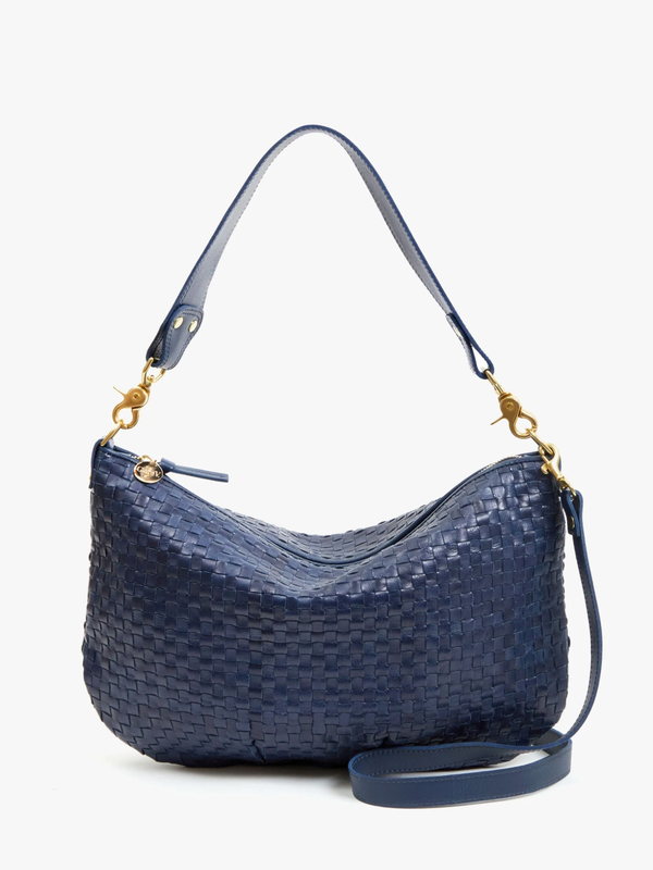 Clare V. - Moyen Messenger - Bleu Marine Woven Checker - Verdalina