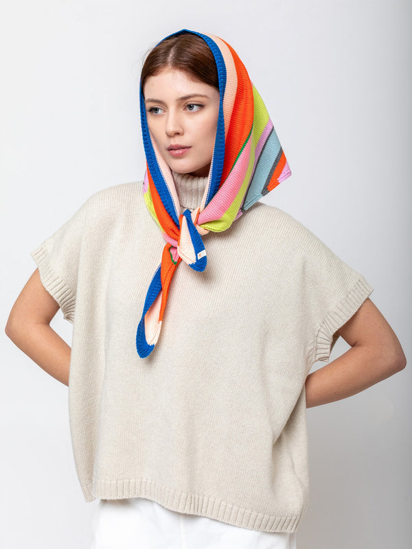 Multi Stripe Triangle Scarf - Rainbow