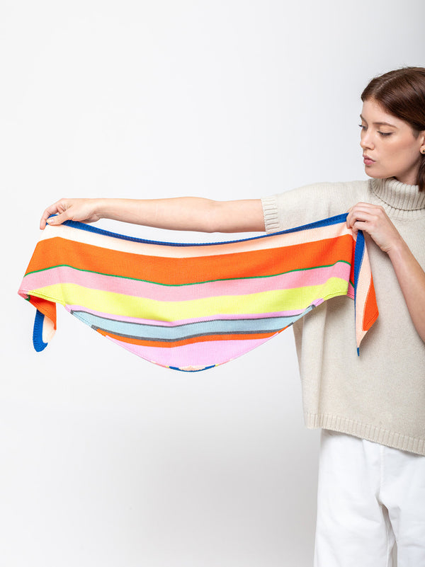 Multi Stripe Triangle Scarf - Rainbow