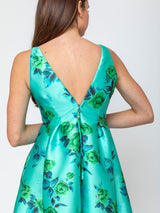 Odeeh - Duchesse Silk Roses Dress - Opal Green - Verdalina