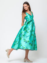 Odeeh - Duchesse Silk Roses Dress - Opal Green - Verdalina