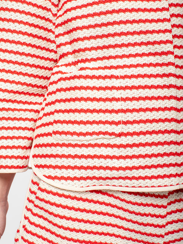 Knit Stripe Jacket - Poppy