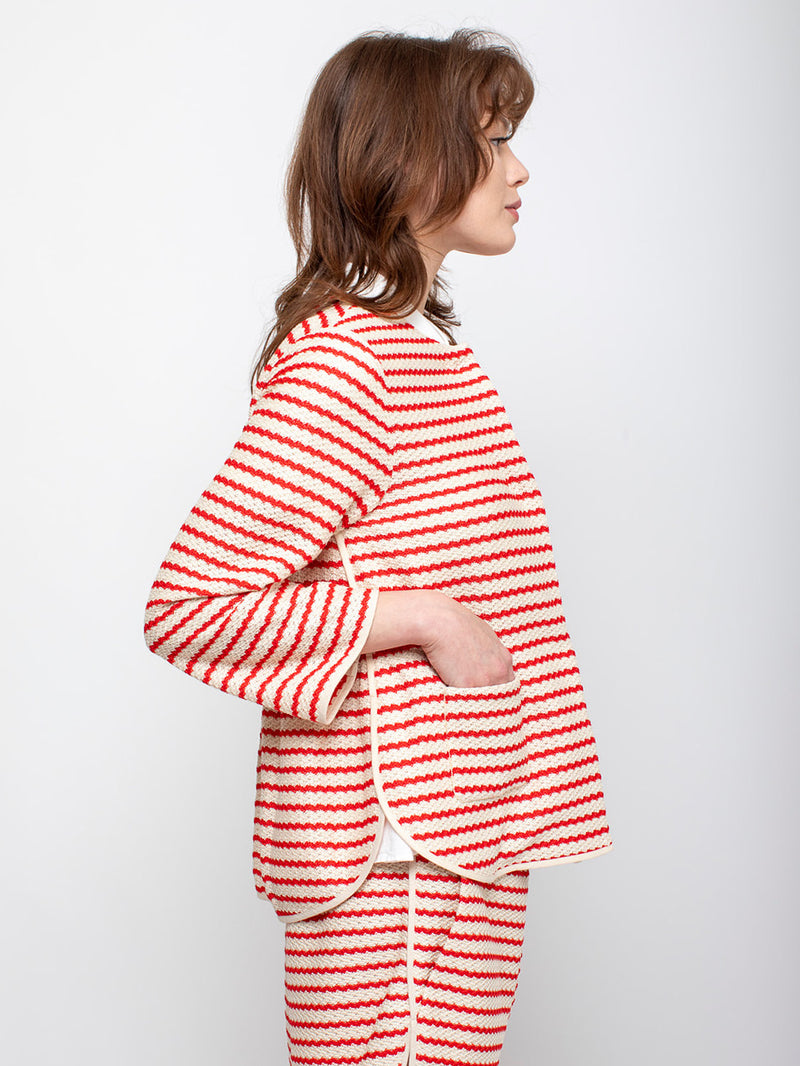 Odeeh - Knit Stripe Jacket - Poppy - Verdalina