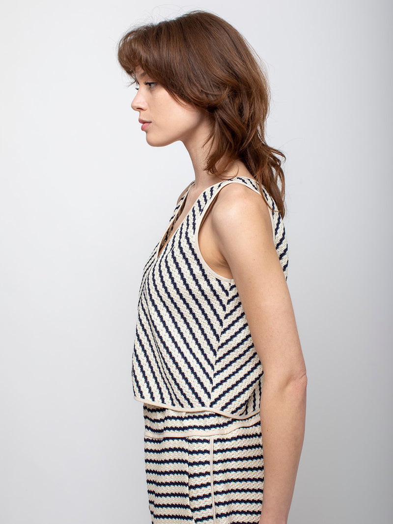 Odeeh - Knit Stripe Top - Navy - Verdalina