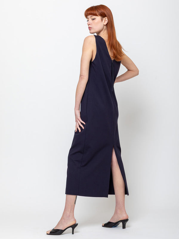 Odeeh - Ponti Knit Double V-Neck Dress - Midnight - Verdalina