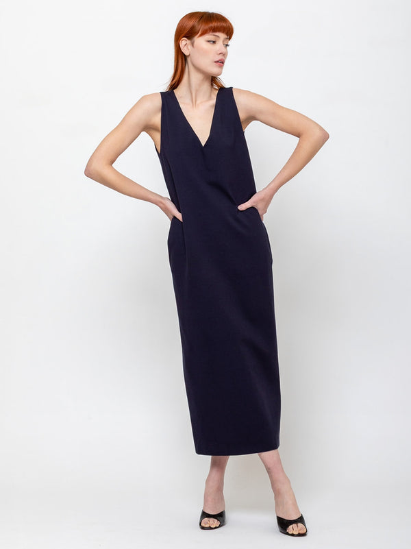 Odeeh - Ponti Knit Double V-Neck Dress - Midnight - Verdalina