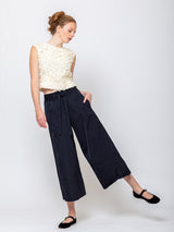 Odeeh - Soft Duchesse Satin Pants - Navy - Verdalina