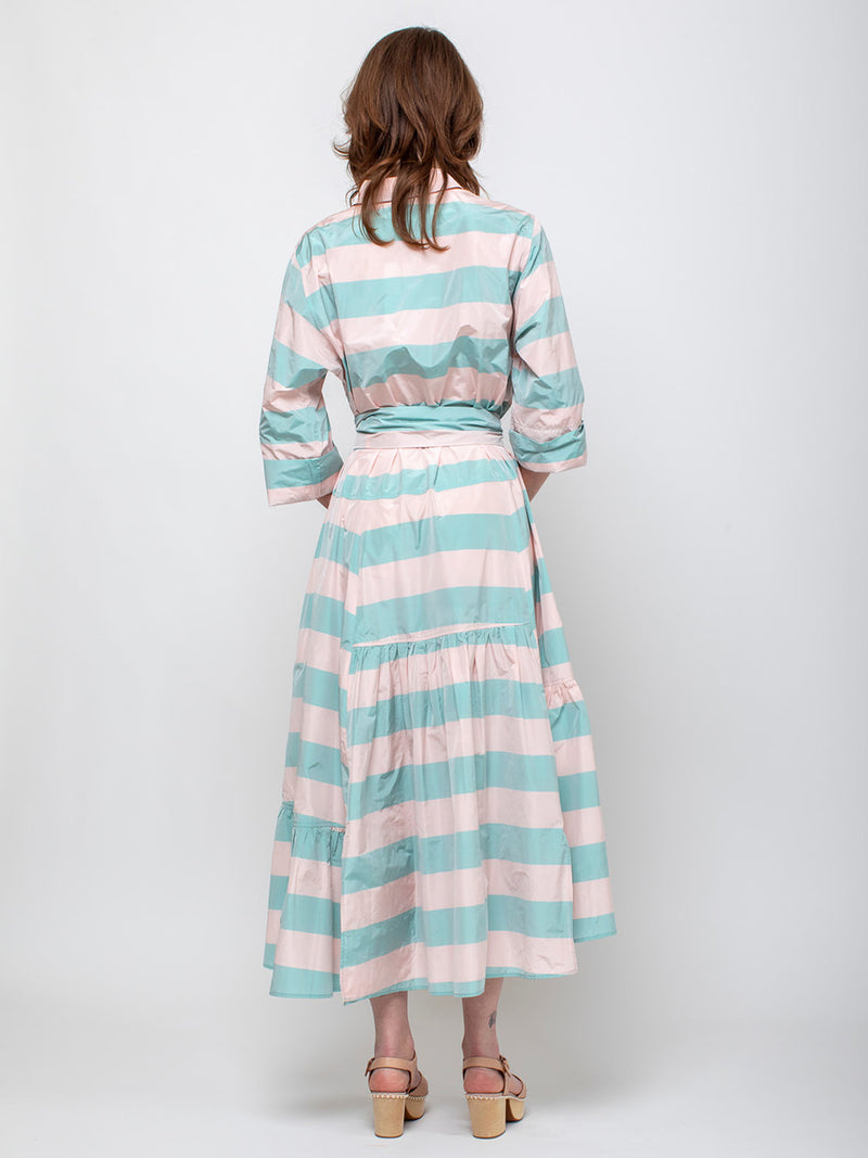 ODEEH - Stripe Taffeta Dress - Sorbet - Verdalina