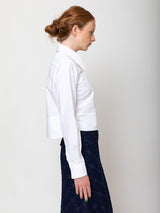 Odeeh - Cropped Poplin Shirt - White - Verdalina