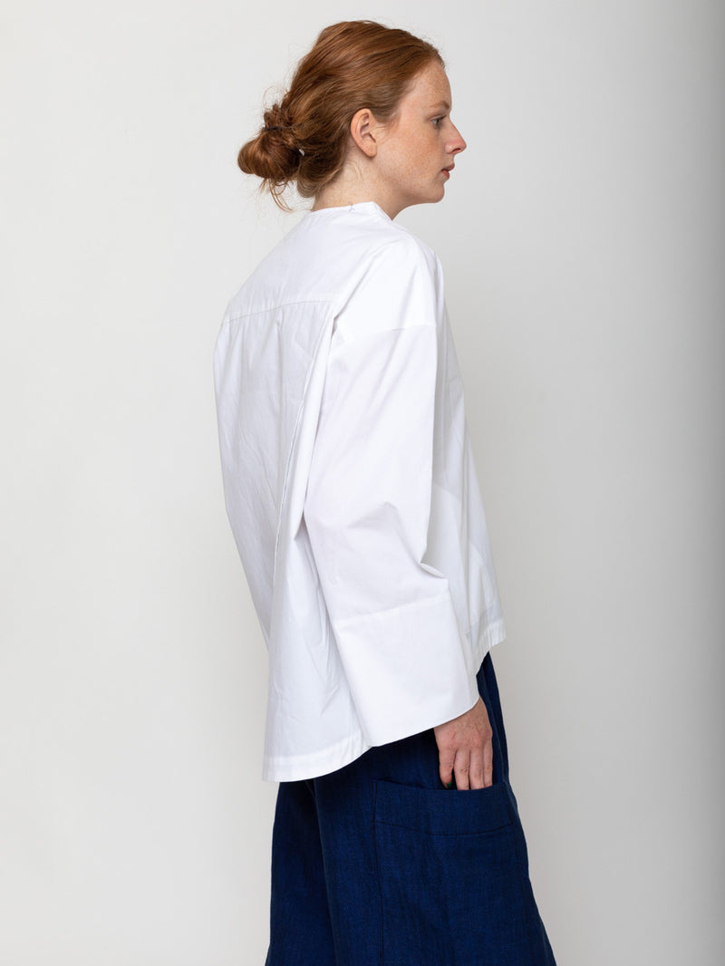 Odeeh - Cross Over Back Shirt - White Poplin - Verdalina
