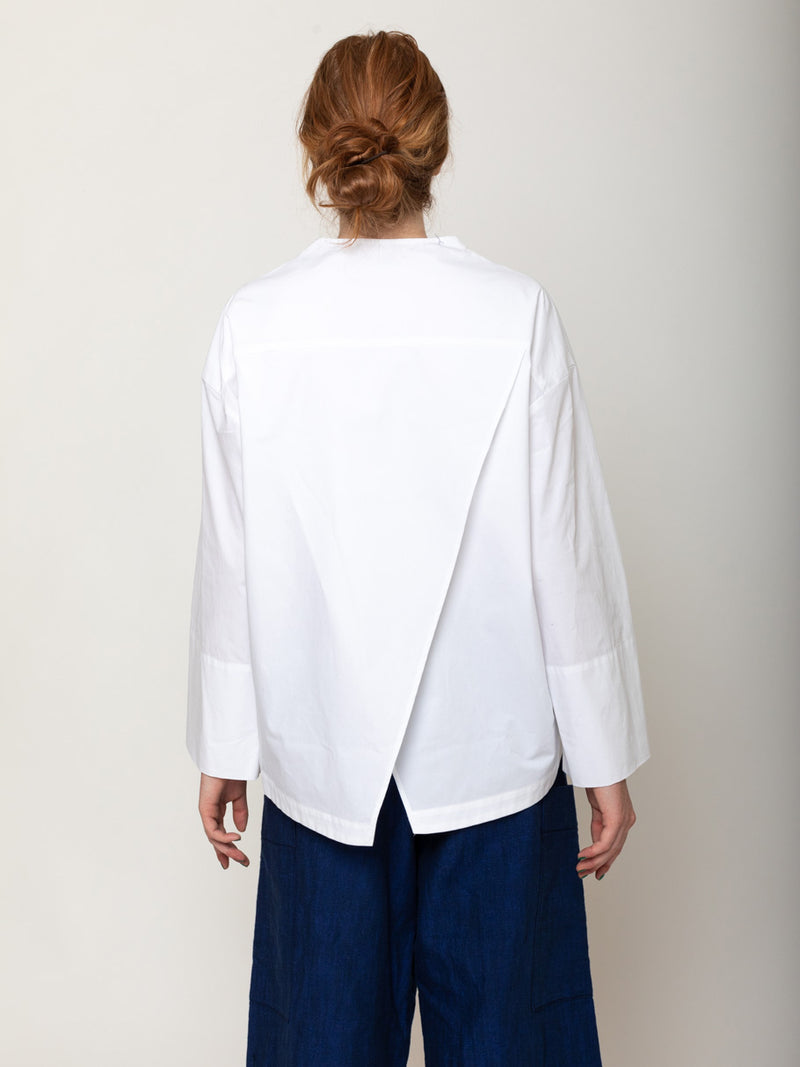Odeeh - Cross Over Back Shirt - White Poplin - Verdalina