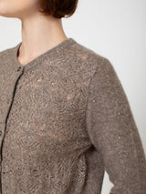 Openwork Knit Cashmere Cardigan - Fresh Pepper