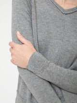Cashmere and Silk V-Neck Pullover - Grey