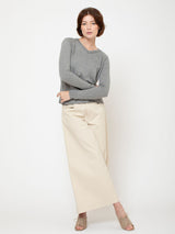 Cashmere and Silk V-Neck Pullover - Grey