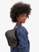 Clare V. - Petit Moyen Messenger - Black Woven Diagonal - Verdalina