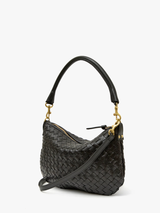 Clare V. - Petit Moyen Messenger - Black Woven Diagonal - Verdalina