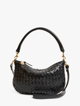 Clare V. - Petit Moyen Messenger - Black Woven Diagonal - Verdalina