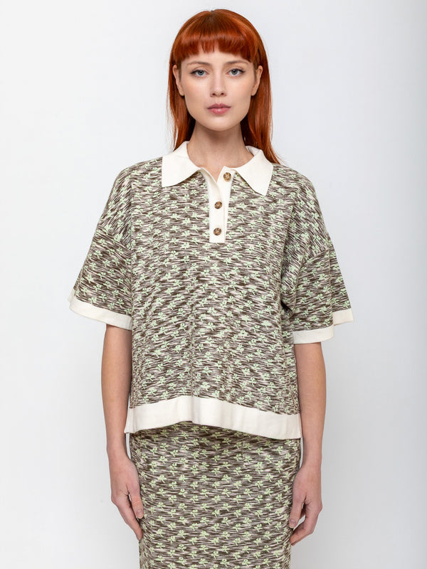 Rachel Comey - Staub Polo Top - Space Dye Floral - Verdalina