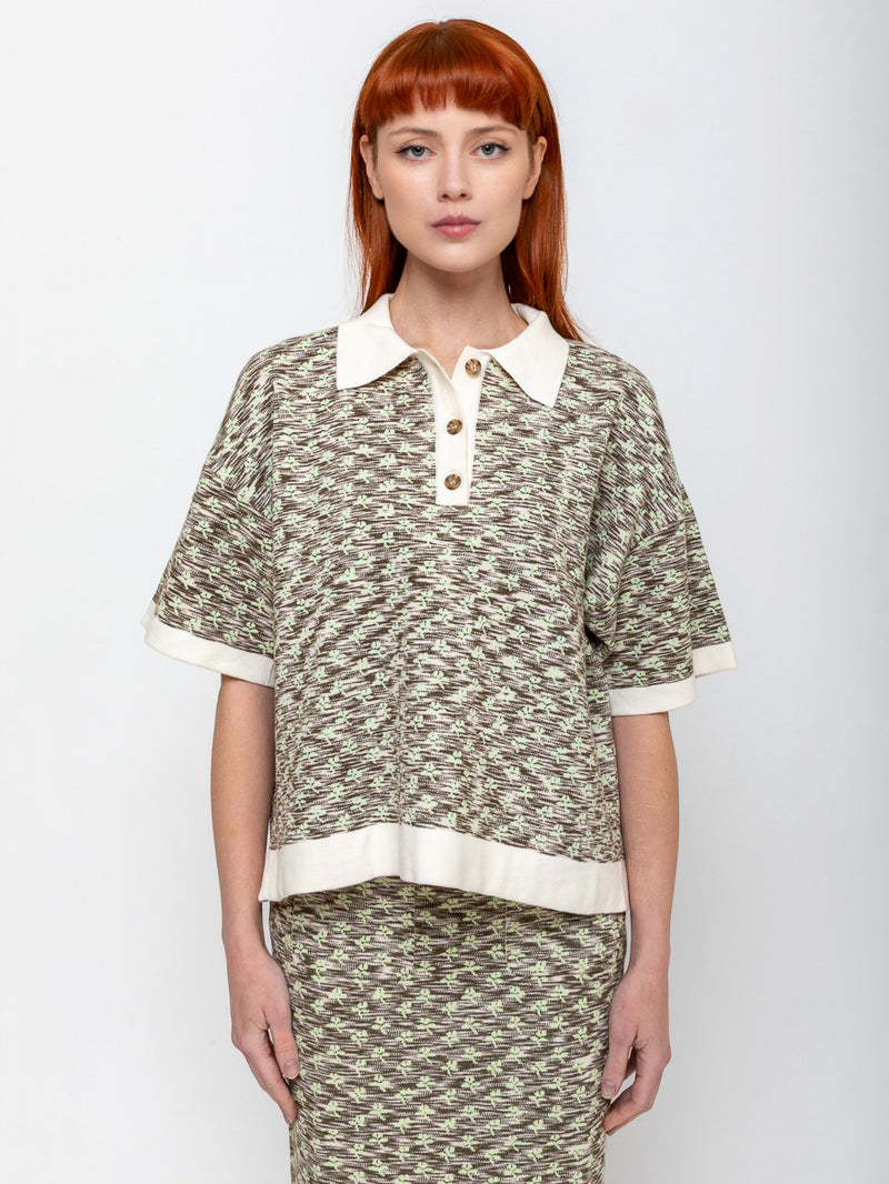 Rachel Comey - Staub Polo Top - Space Dye Floral - Verdalina