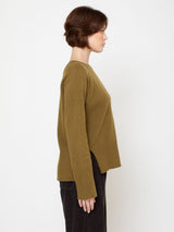 Round Neck Pullover Sweater - Avocado