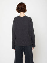 Round Neck Pullover Sweater - Charcoal