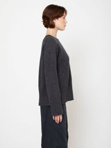 Round Neck Pullover Sweater - Charcoal