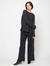 Round Neck Pullover Sweater - Charcoal