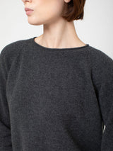 Round Neck Pullover Sweater - Charcoal