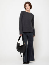 Round Neck Pullover Sweater - Charcoal