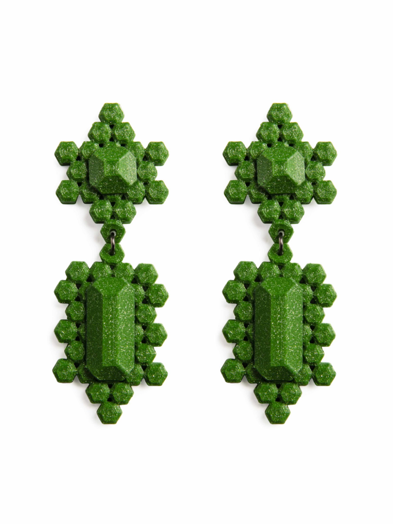 Maison 203 - Stones 3D Earrings - Double Drop - Verdalina