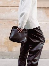 Lihann George - Sieni Crushed Grain Leather Bag - Black - Verdalina