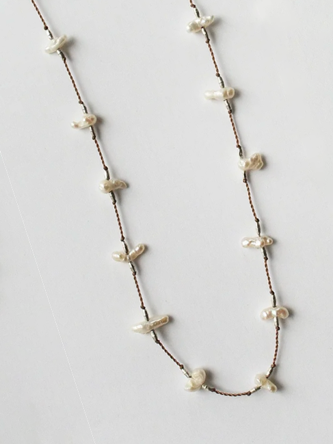 See Real Flowers - Short Keshi Pearl Necklace - Verdalina