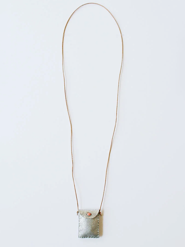 See Real Flowers - Silver Amulet Pouch Necklace - Verdalina