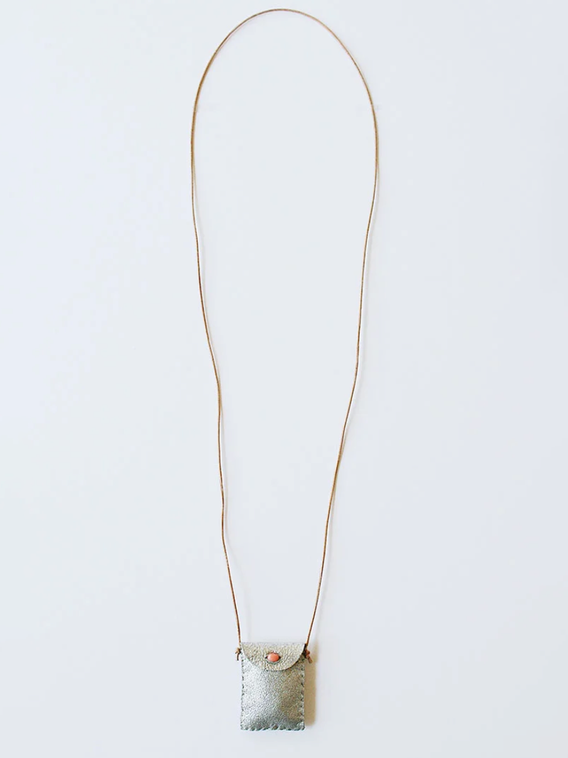 See Real Flowers - Silver Amulet Pouch Necklace - Verdalina