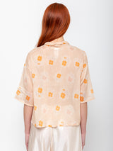 Sula - Clean New Cotton Voile Shirt - Orange Flower - Verdalina