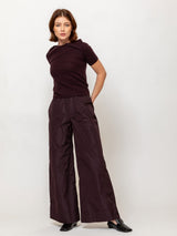 Brushed Cashmere Short Sleeve Sweater - Dark Bordeaux