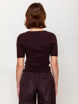 Brushed Cashmere Short Sleeve Sweater - Dark Bordeaux